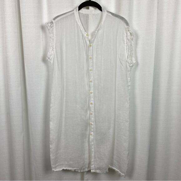 CP Shades White Linen Sleeveless Button Front Tunic Sz.XS - Picture 3 of 12